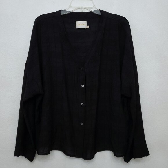 Anthropologie Sancia V-Neck Women's Button Breezy Check Shirt Size Large - Picture 4 of 13